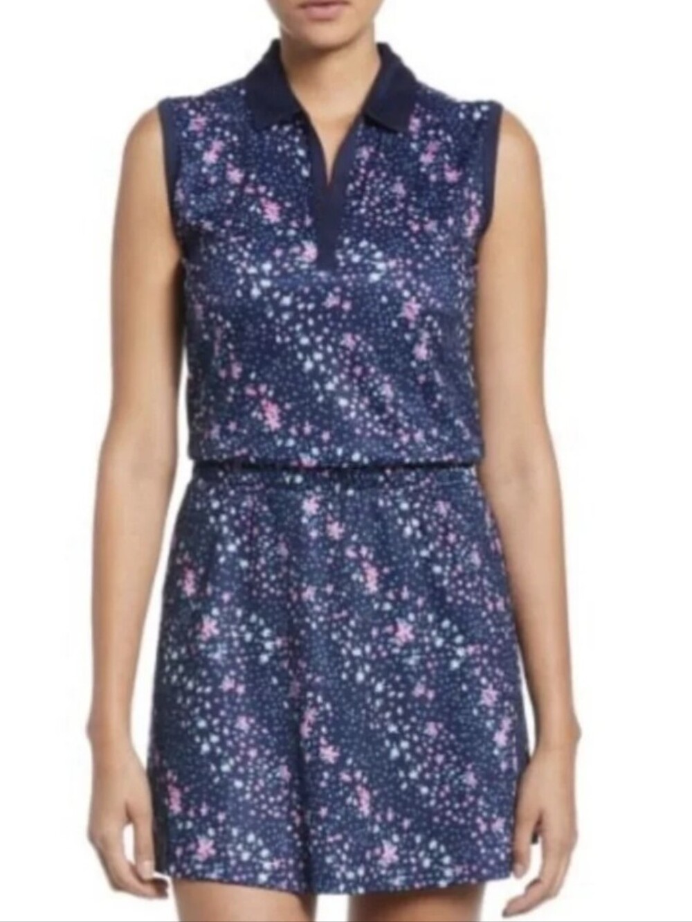 Sleeveless Navy Floral Golf Polo Dress - Callaway
